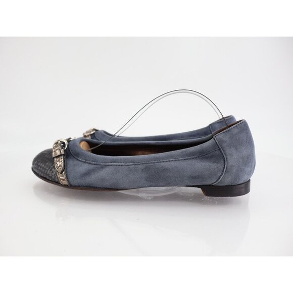 AGL Italy Monika Ballet Flat Women Size 36.5 6.5 Blue Leather Shoe Elegant Comfy - Picture 4 of 12